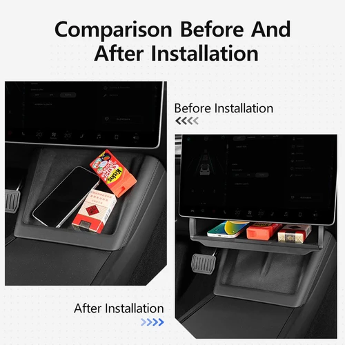 Imagen 2 del producto Caja de almacenamiento debajo de la pantalla para Tesla Model 3, caja de almacenamiento plegable oculta de las tierras altas, piezas de modificación de almacenamiento de coche, diseño Interior