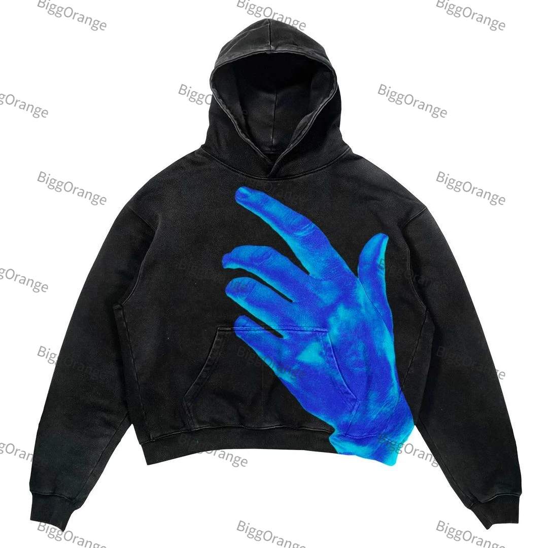 

Autumn and winter palm print men's and women sweater fashion loose top men street hip-hop men and women hoodie anime hoodie