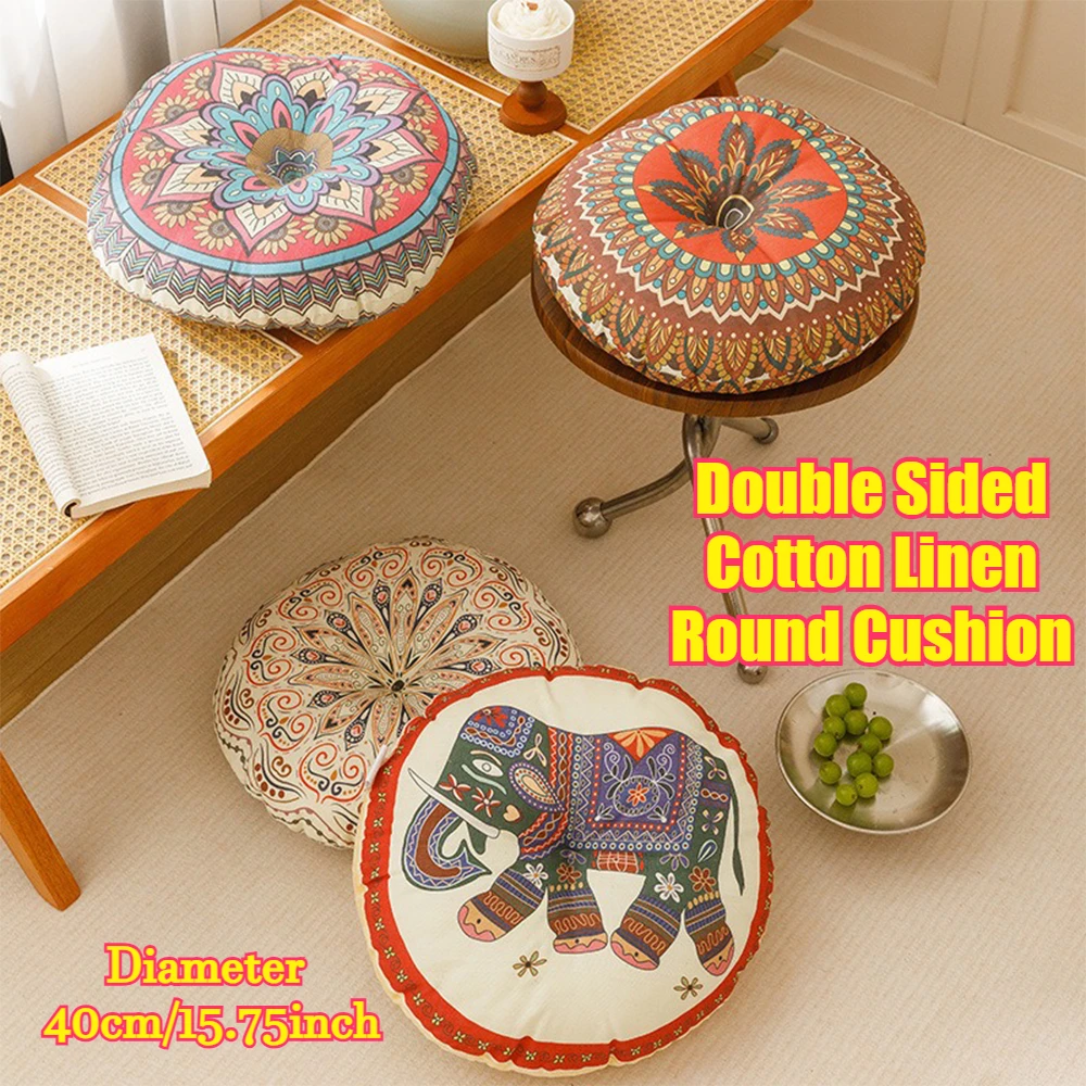 Cotton Round Chair Cushion Breathable Home with Bohemian Style Double-sided Balcony Window Tatami Floor Cushion Chair Cushions