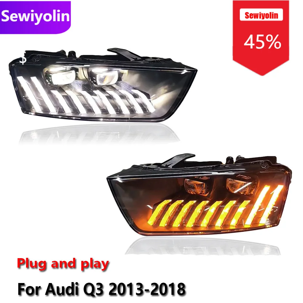

Car DRL LED Headlight Automobile Parts For Audi Q3 2013-2018 Fog DRL Brake Turn Signal Lamp Plug And Play