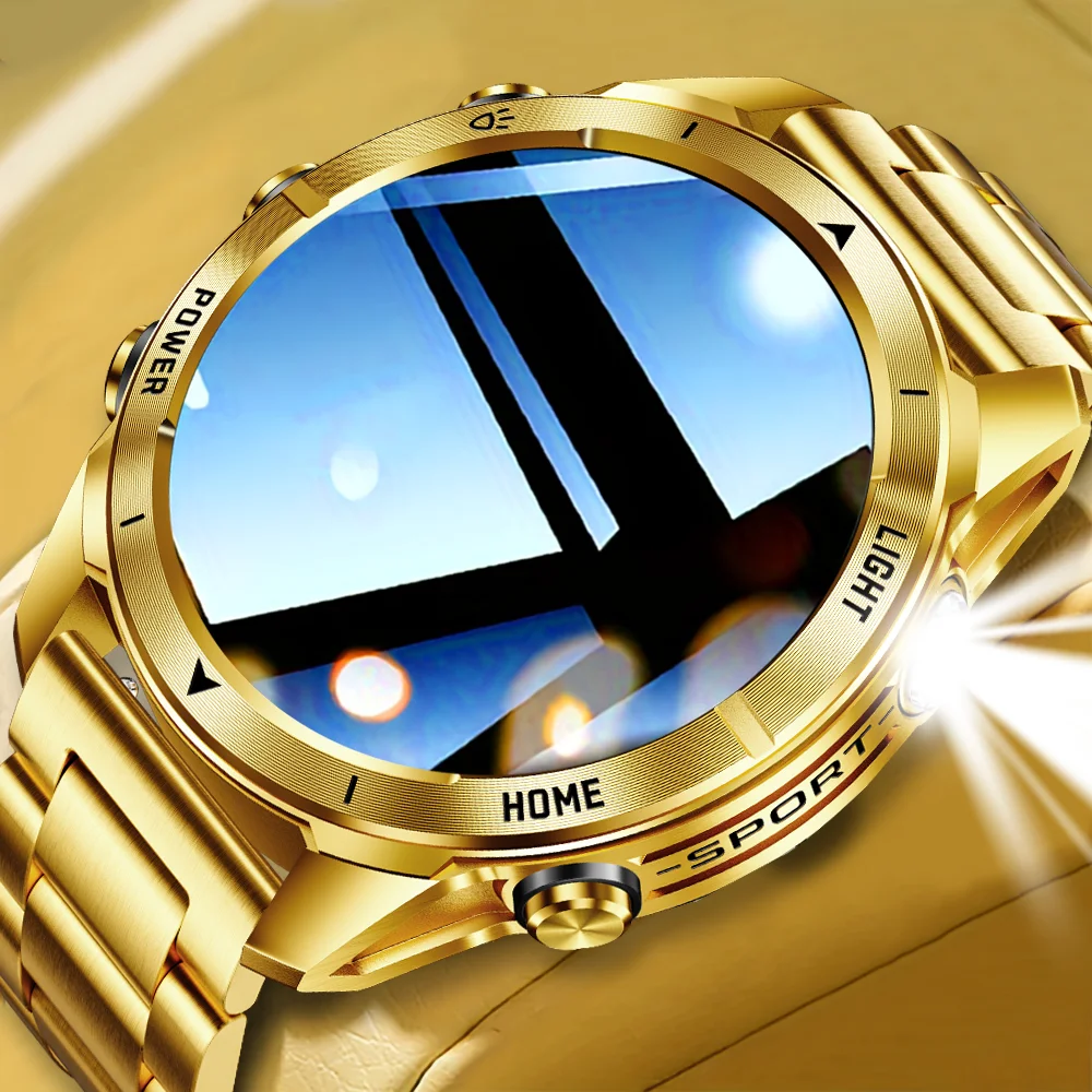 New Smart Watch For Men Bluetooth Call Heart Rate Sleep Monitor Outdoor Compass LED Flashlight Waterproof Sport Smartwatch 2025