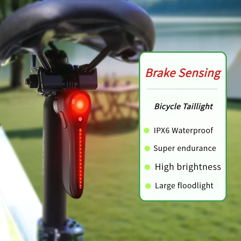 

New Outdoor Smart Sensor Mountain Bike Rechargeable Brake Flowing Water Tail Light Road Cycling Bicycle Night Riding Lamp