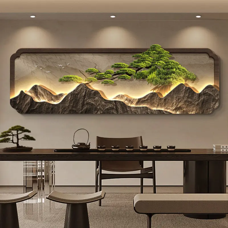New Chinese wall painting high-end Led light sofa background decorative painting three-dimensional cuadros decorativos furniture