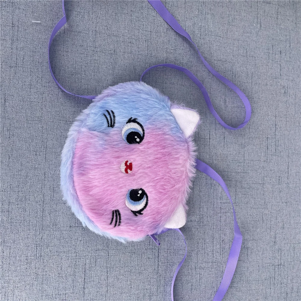 1X لون عشوائي، 13 * 12 سم حقيبة قطة قطيفة، حقيبة ماسنجر، محفظة حقيبة العملات المعدنية #2