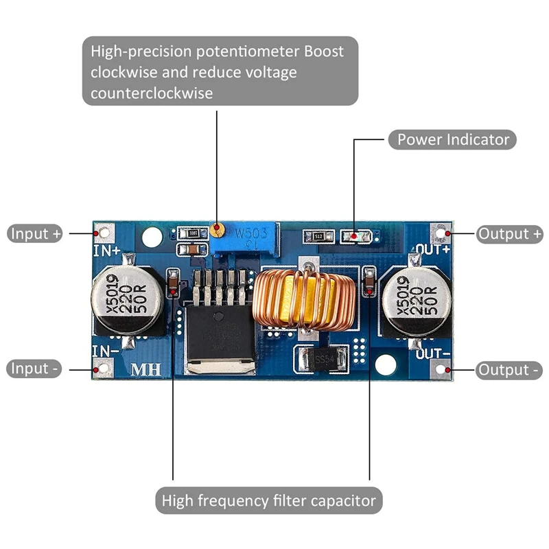 5A DC-DC Adjustable Buck Converter Reduced Voltage Regulator Power Module 4V - 38V to 1.25V - 36V (8 Pieces)