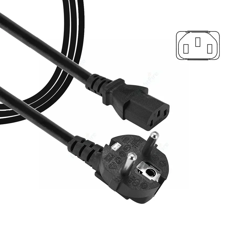 

EU Plug Power Supply Cord 2 Prong 1.2m 1.5m 2m 3m IEC 320 C13 Euro AC Power Cable For PC Computer Monitor Samsung TV Speaker