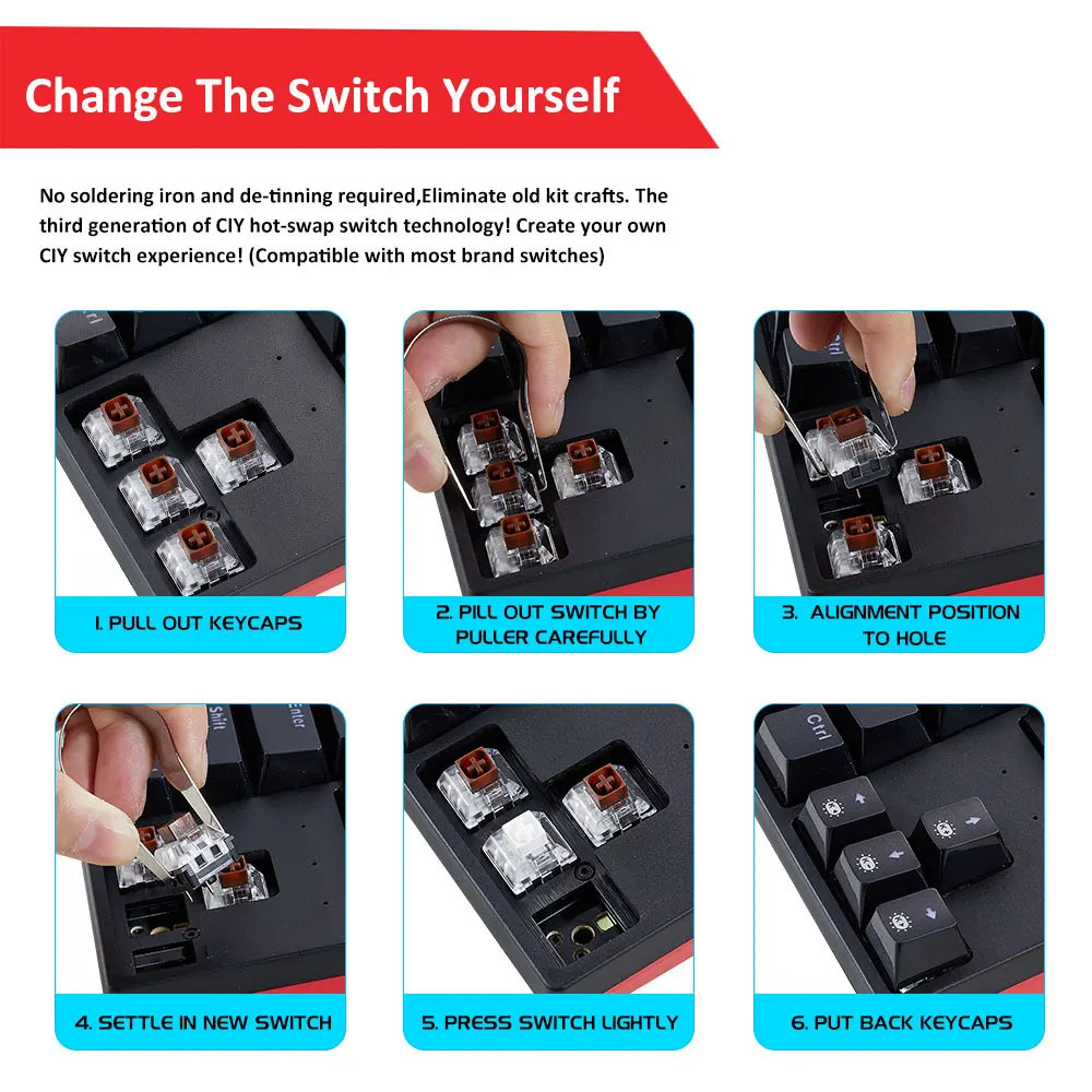 HEXGEARS GK705 104 Phím Chống Nước Kailh HỘP Công Tắc Cơ Trao Đổi Nóng LOL Cơ Chơi Game