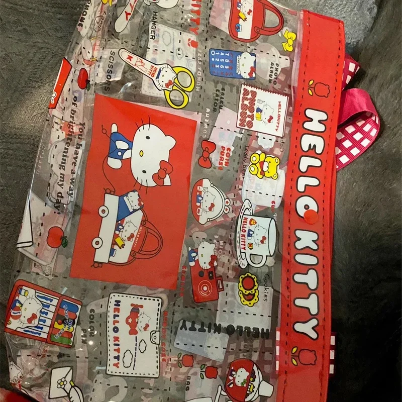 Sanrio Hello Kitty przezroczysta torba na ramię dla kobiet torba na zakupy wodoodporna torebka z PVC Cartoon śliczne dziewczyny torba na ramię