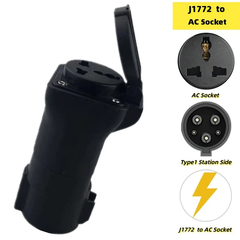 Type1 to AC 220V Socket EV Adapter SAE J1772 Car Accessories Charger Connector For RV Camper Electric Scooter External Charging