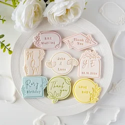 Wedding Blessing Frame Cookie Embosser Cutter Fondant Biscuit Mold Birthday Party Dessert Table Cake Decoration Pressing Stamp