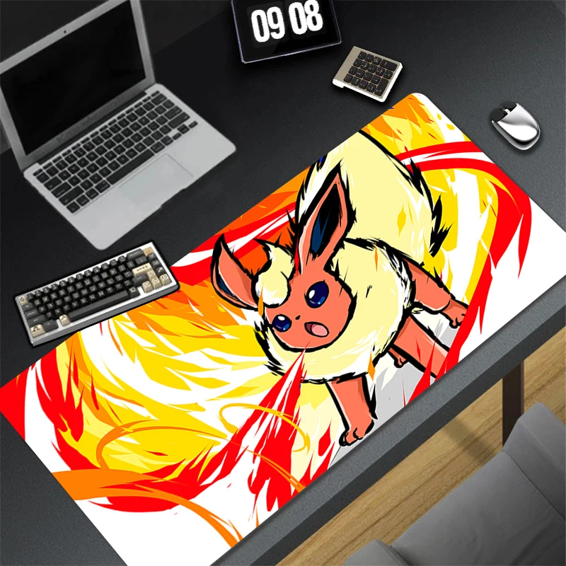 

Mouse Pad Office PC Flame Japan Anime Gaming Accessories Mousepad Flareon E-eevee Kawaii Keyboard Rug Laptop P-pokemonS Desk Mat