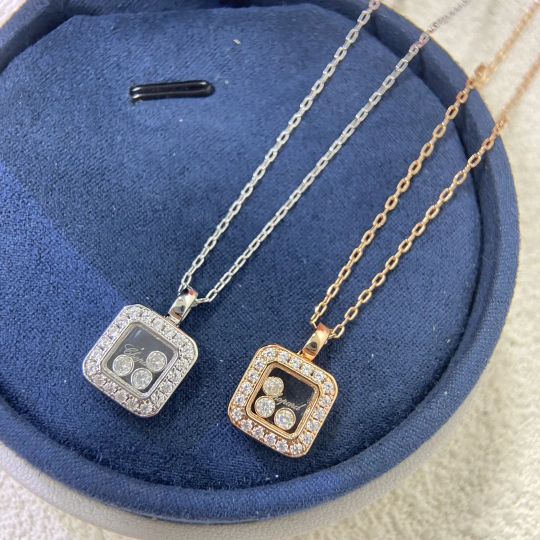 

Luxury Fashion Jewelry Women's Necklace with Happy 3 Stone Can Move AAA Zirconia Perfume Bottle Pendant