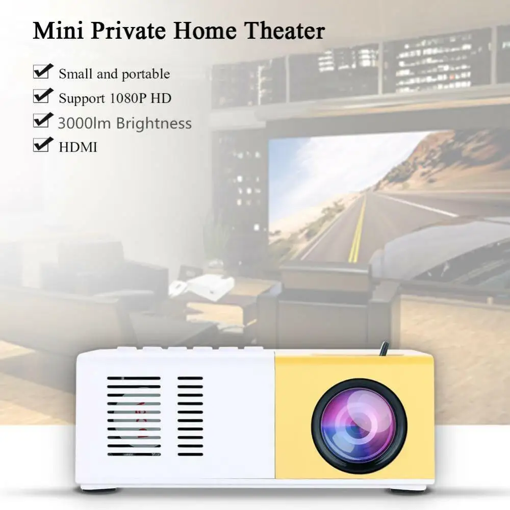 Miniproyector LED J9 Pro, reproductor de vídeo multimedia portátil para el hogar, compatible con HDMI, Audio USB, 480x360 píxeles, 1080P