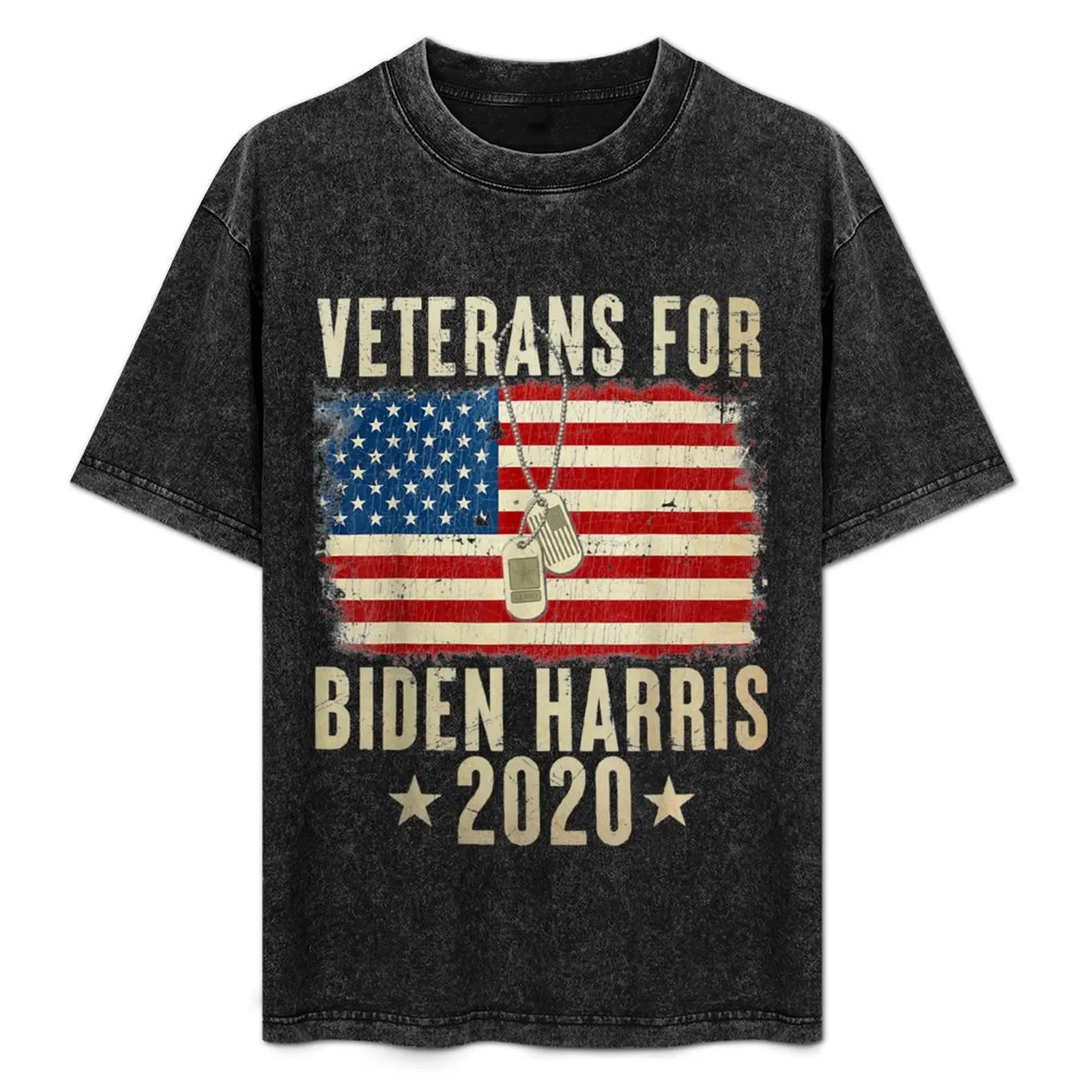 

Veterans For Biden Harris 2020 Usa Flag Vintage T-Shirt Casual Simple Design Short Sleeve Shirt