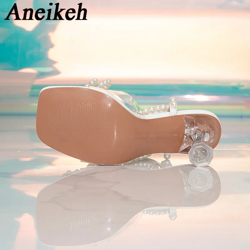 Aneikeh-Sandalias con correa en el tobillo para mujer, zapatos de tacón alto de 8,5 CM, transparentes, de PVC, con nudo de mariposa, para boda y graduación