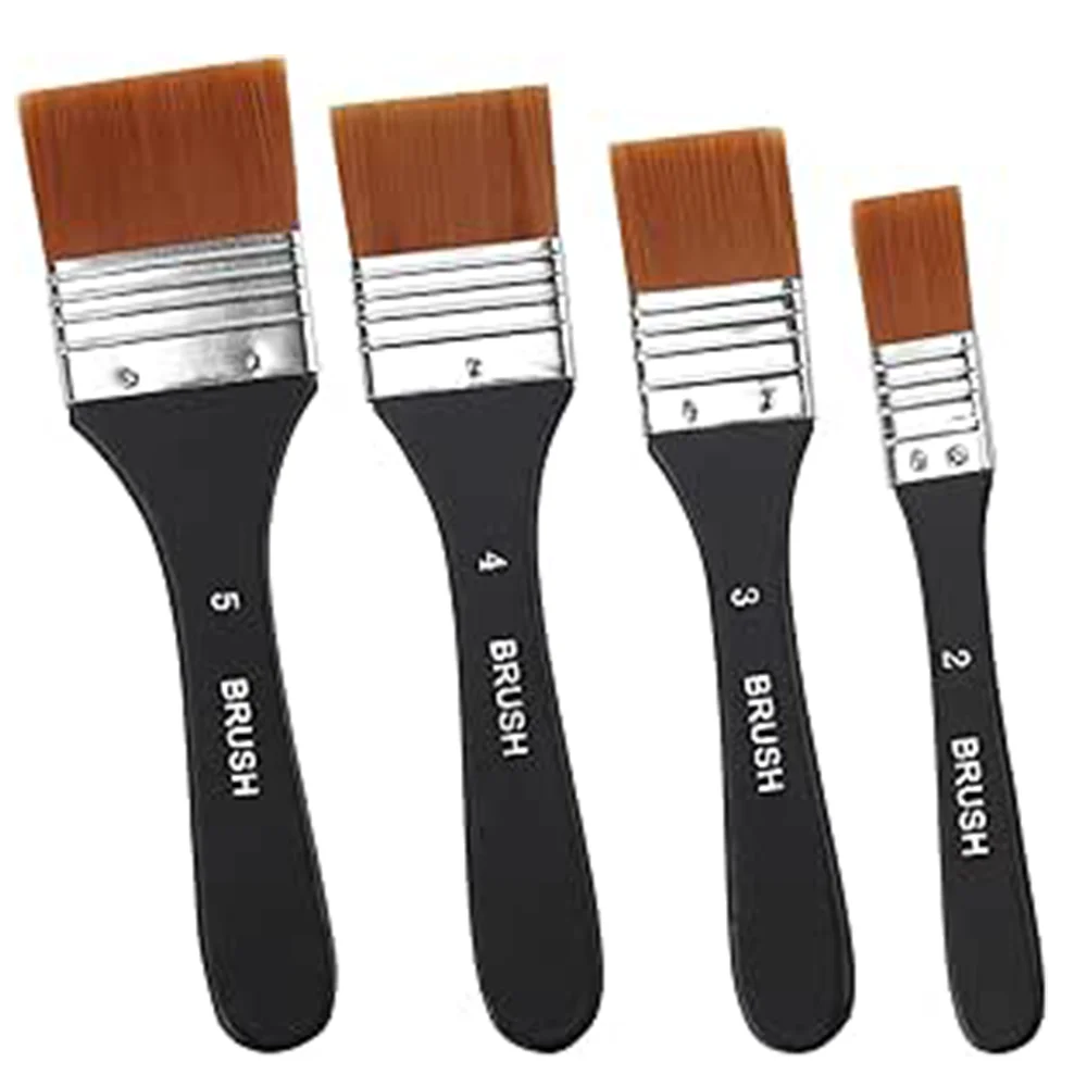 1/4Pcs Wide Flat Acrylic Paint Brushes for Acrylic Painting Watercolor Artist Chip Brushes Art Paint Brush for O Ceramic Pottery