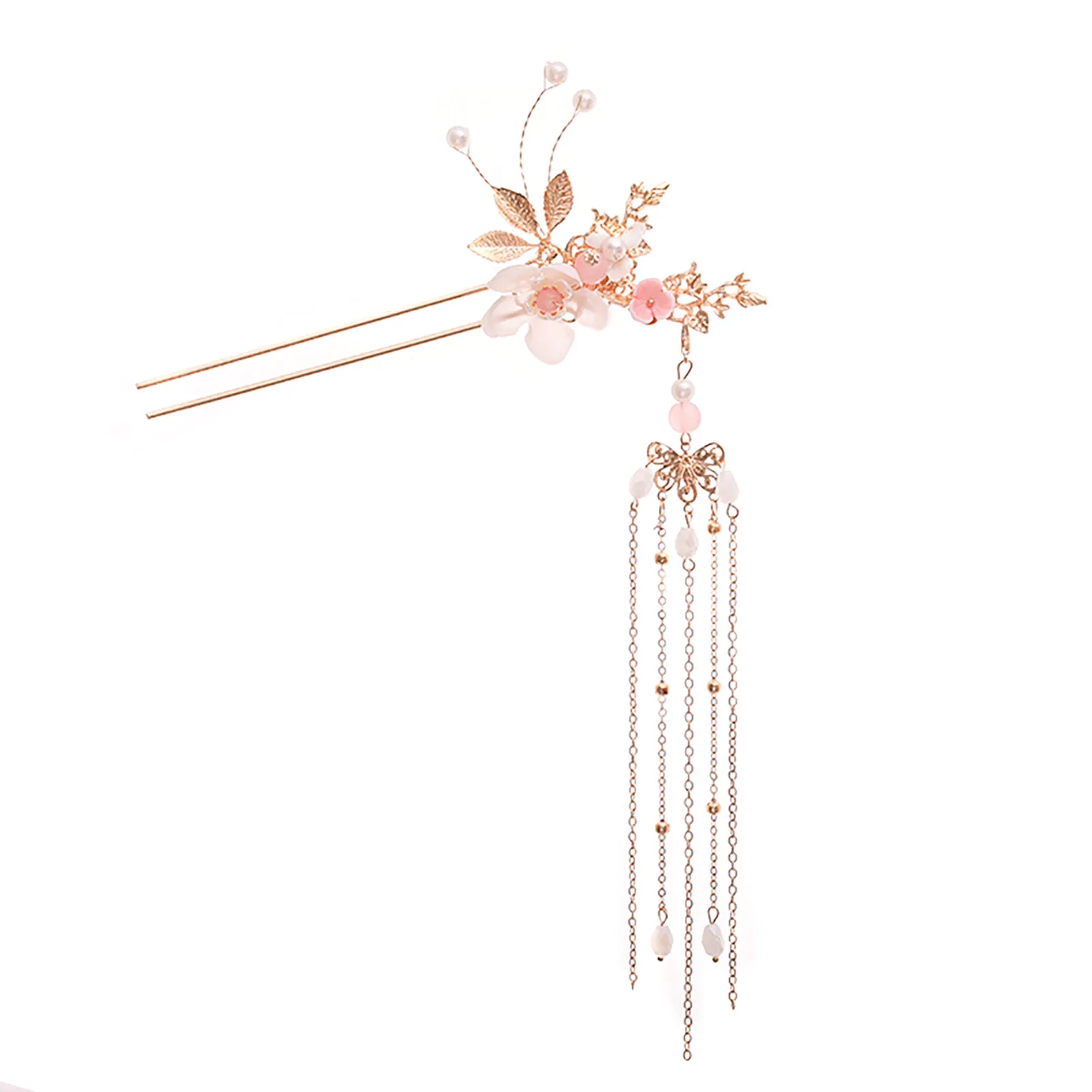 Tassel Vintage Flower Headdress Set Hair Stick Earrings Hairpin DIY Accessory for Friends Girlfriend Wife Novel Gift