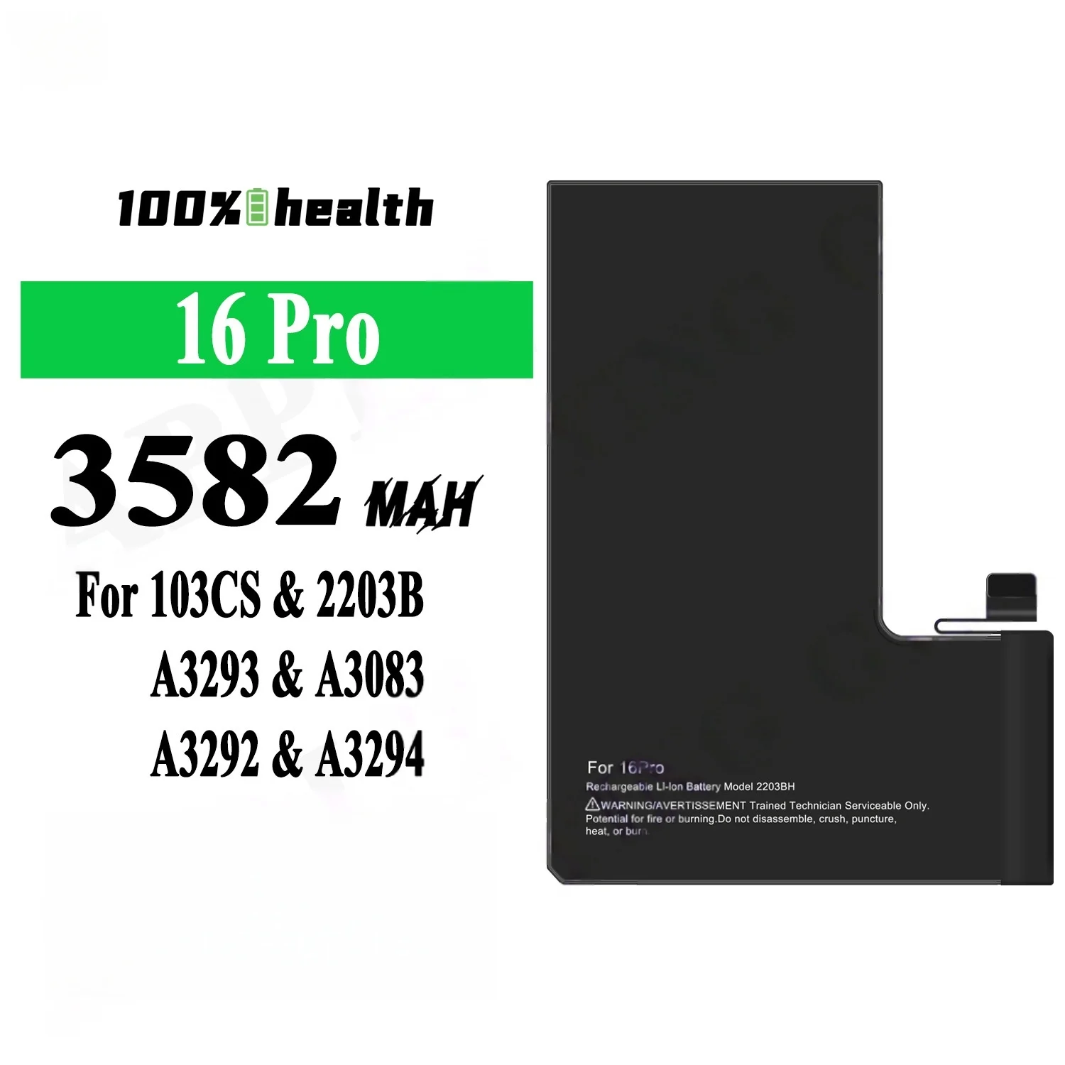 3528 mAh For Apple16 Pro Mobile Phone Battery 103CS 2203B A3293 3083 3292 3294 Rechargeable battery