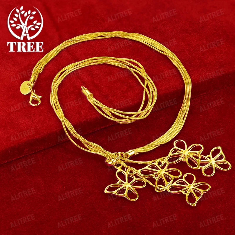 

18k Gold Butterfly Pendant Necklace 18 Inch Chain Women Engagement Wedding Party Fashion Beautiful Jewelry Gift Accessories