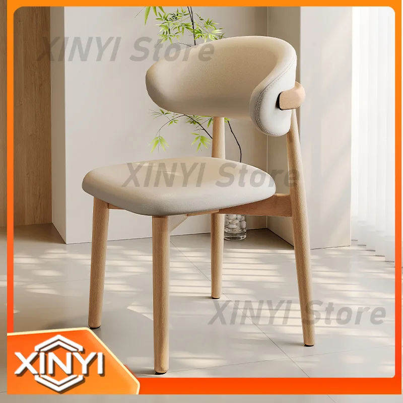 Solid Wood Dining Chair for Home Office Restaurant Living Room Nordic Style Backrest Stool Modern Luxury Design