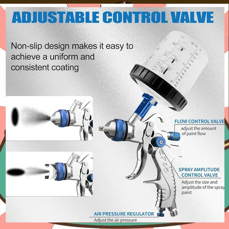 

HVLP Gravity-Fed Air Spray-Gun With 1.4/1.7/2.0/2.5 Mm Nozzles And 650 Cc Mixing Cups, Automotive Paint Sprayer-[A59T]