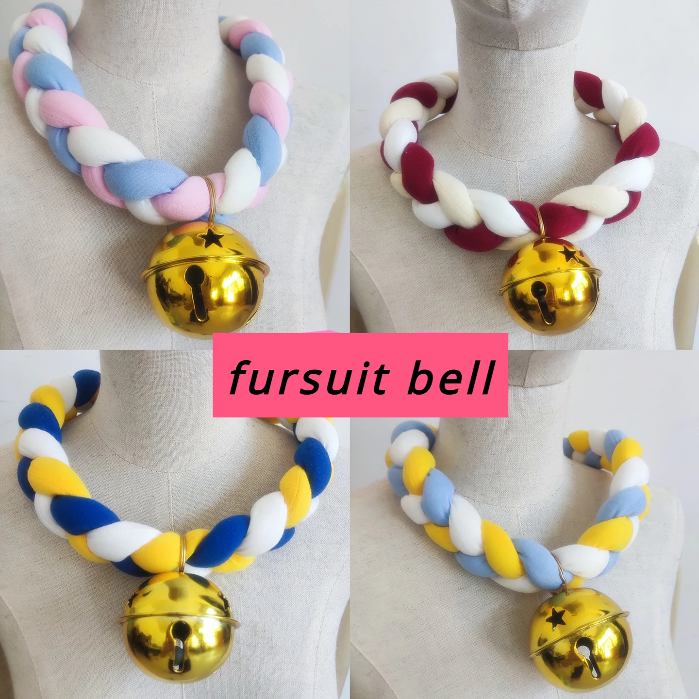 Fursuit Collar Bell Kig Headsets Furry Rubbit Doll Cat Animal Heads Wearable Kig Headsets Animal Costume Peripherals Accessories