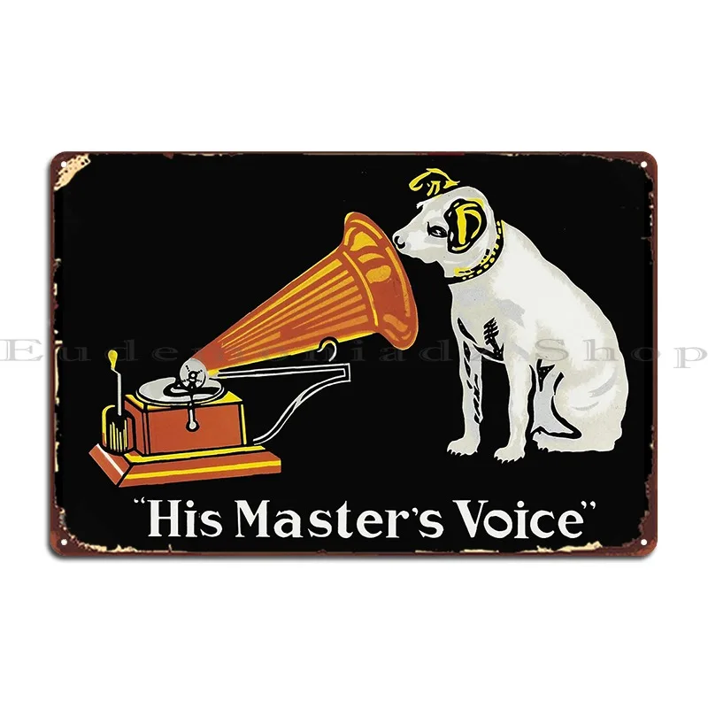 Vintage Phonograph Gramophone His Master S Voice Metal Plaque Poster Designer Painting Kitchen Bar Cinema Tin Sign Poster