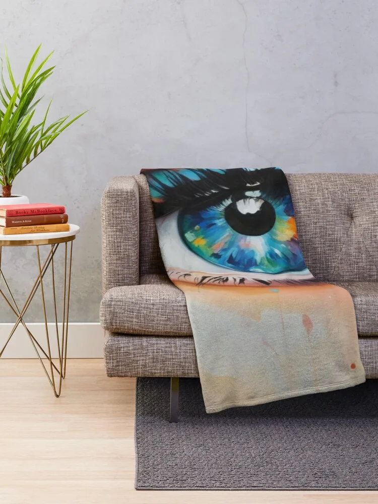 Eye: Summer Tenderness in Digital Art, a Unique Interpretation Throw Blanket Flannel Fabric Sofas Blankets