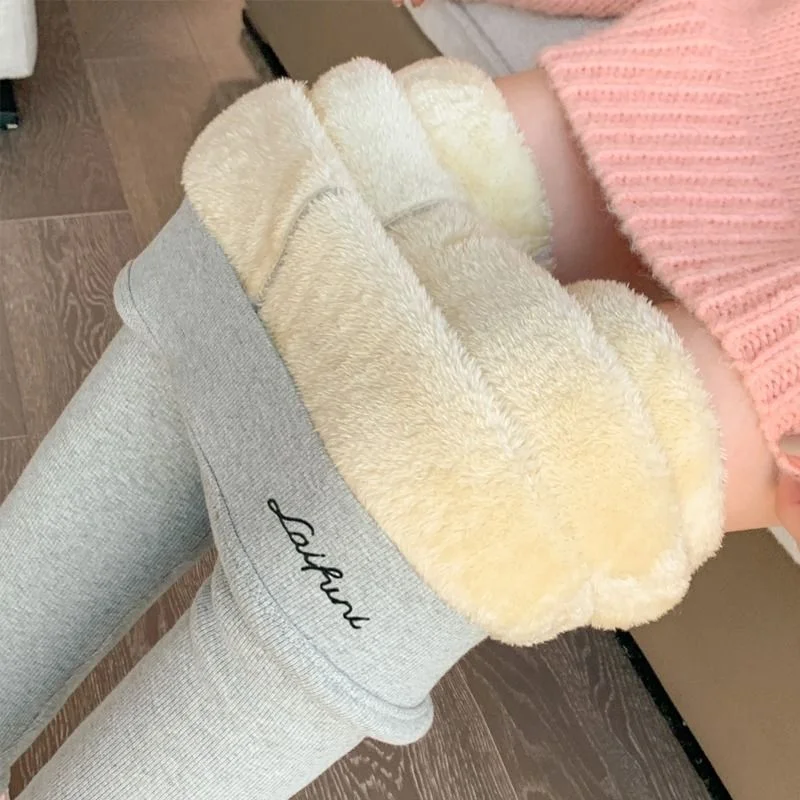 Thickened Velvet Leggings for Women Autumn Winter Lamb Velvet Cotton Pants Extra Thick High Waist Warm Pants