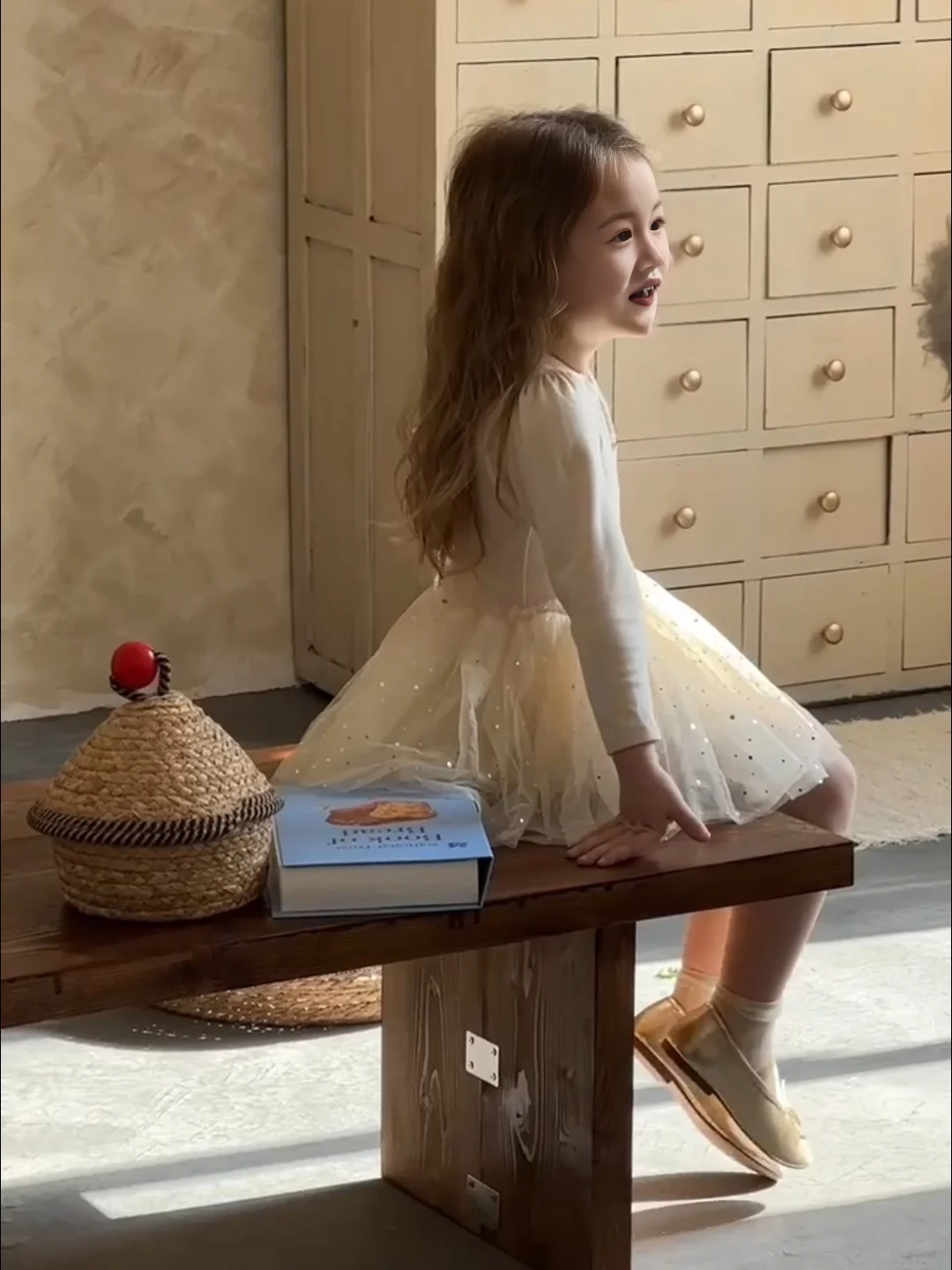 princess-escape-birthday-dress-children's-girls'-puffy-skirt-long-sleeve-polyester-fiber-spring-fashion-for-girls