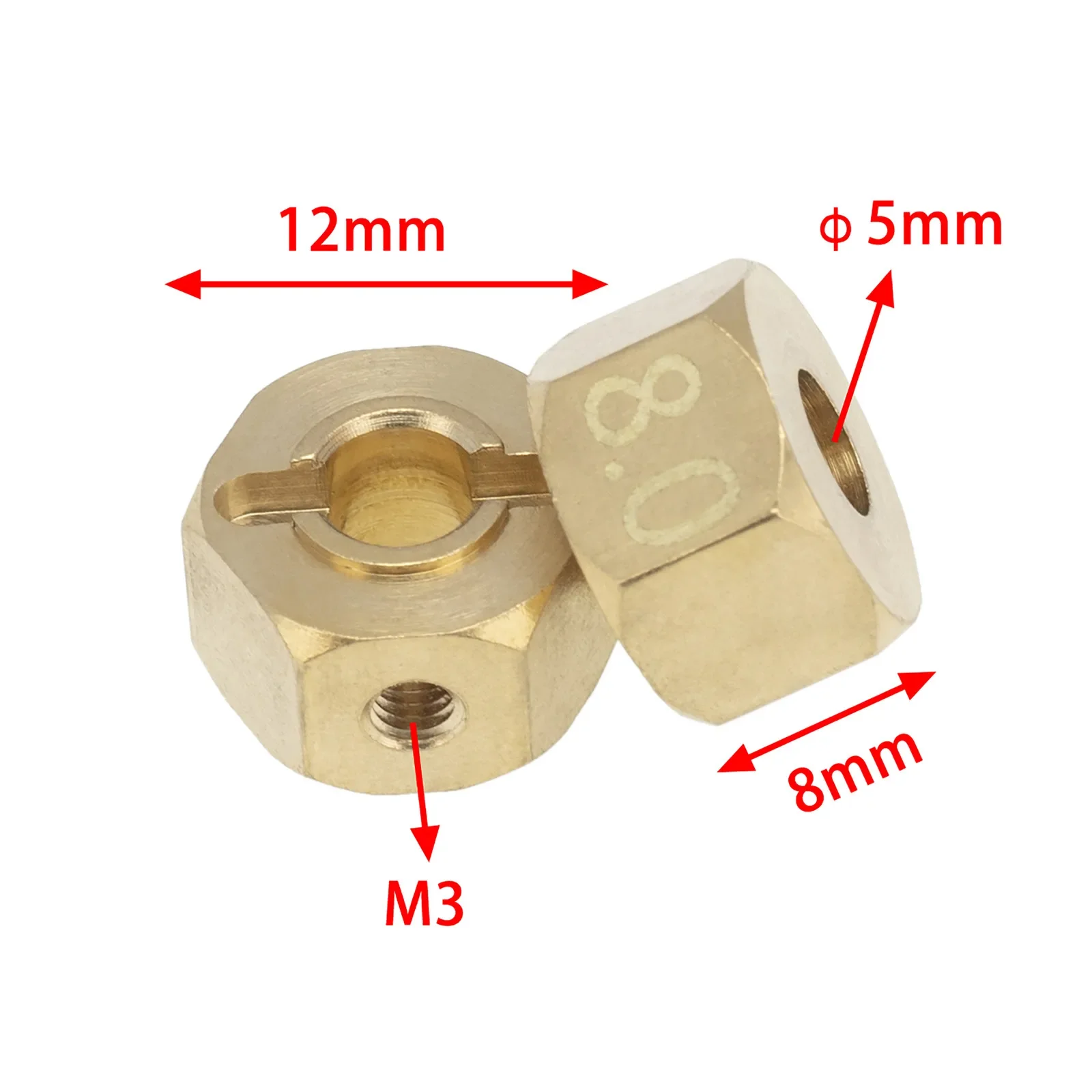 4pcs Brass Wheel Hex Hub 12mm Widthen coupler For Axial SCX10 90046 RR10 RGT 86100 MST 1/10 RC Crawler Car Repair Accessories