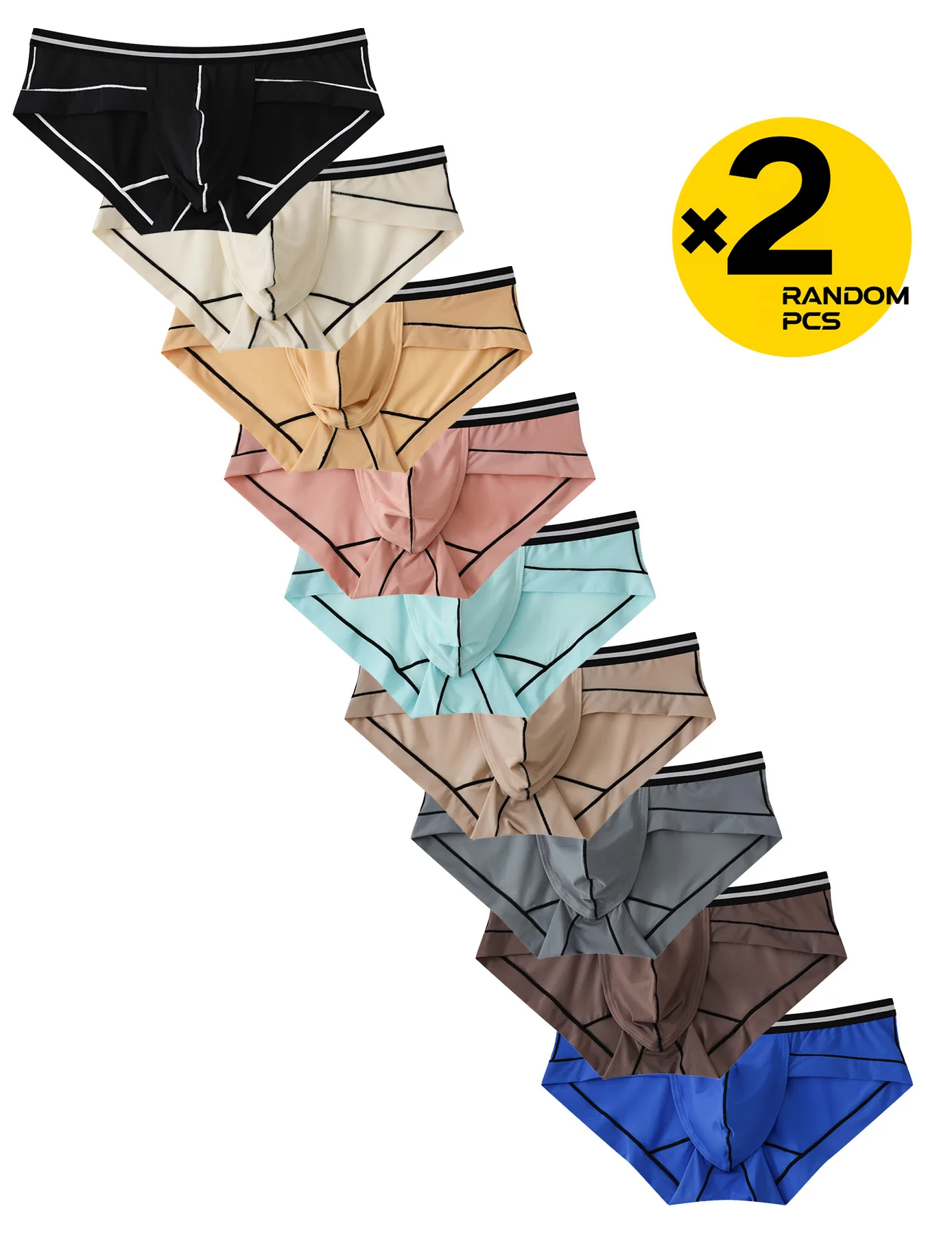 2PC Men's Triangular Briefs Close-Fitting Anti-Wear Summer Underwear Thin Cool Versatile Fashionable Shorts for Youth Students