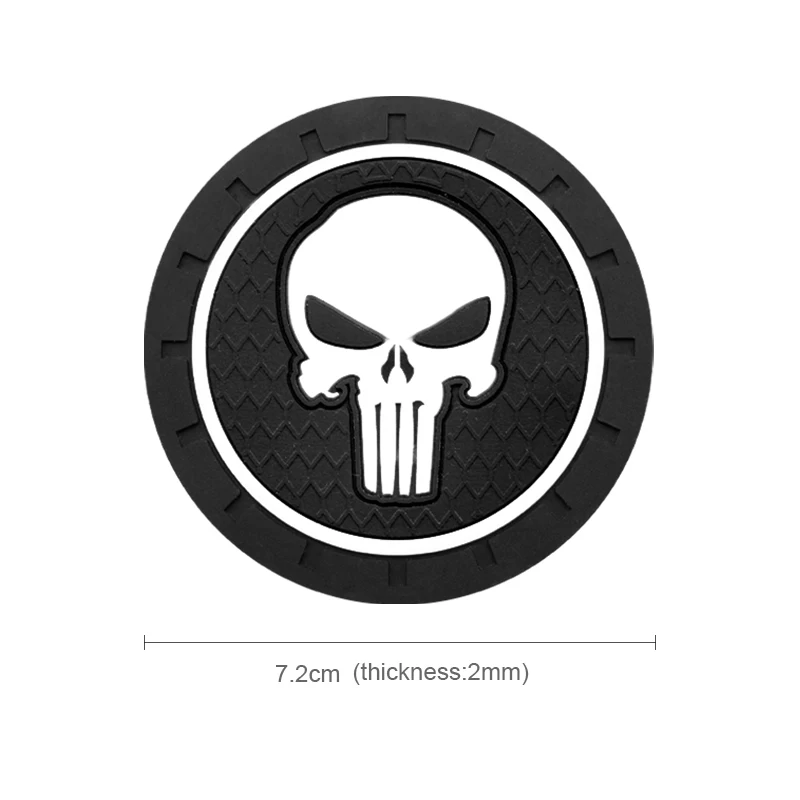 1/2 قطعة بولي كلوريد الفينيل تصفيف السيارة الجمجمة شعار قاعدة أكواب مياه المضادة للانزلاق سيليكون منصات شارة أدوات شعار السيارات الداخلية اكسسوارات #2