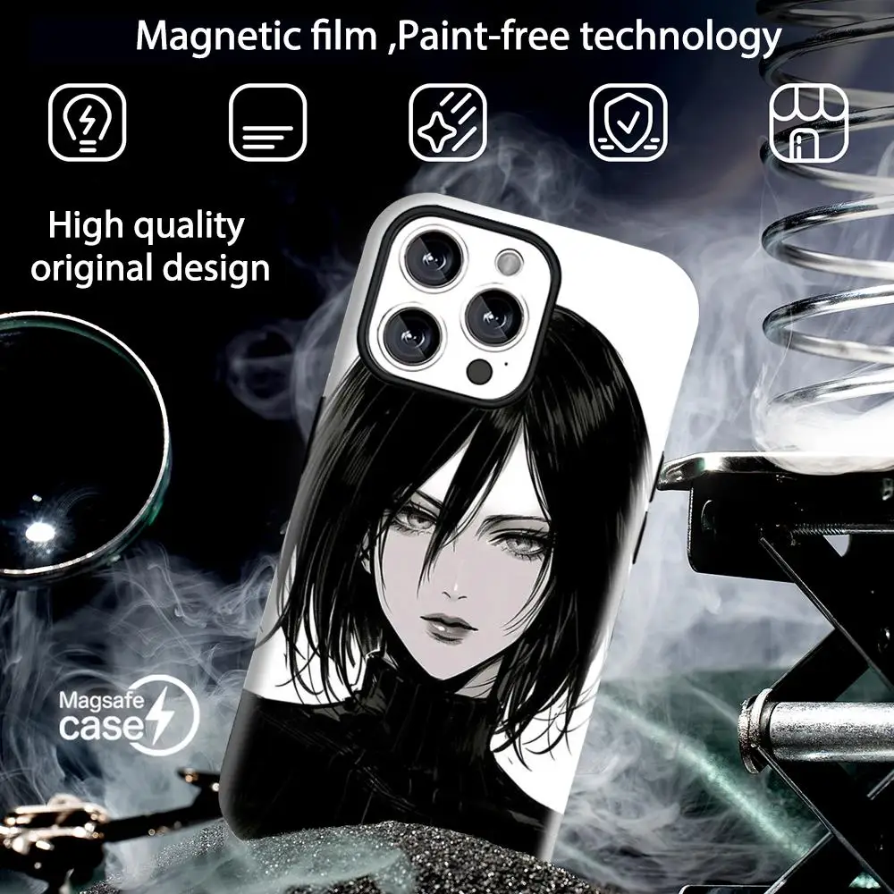 Чехол для телефона «Атака Титанов», аниме Микаса, магнитный глянцевый корпус 2-в-1, для iPhone 17 16 e 15 14 13 12 11 Pro Max Plus mini XS