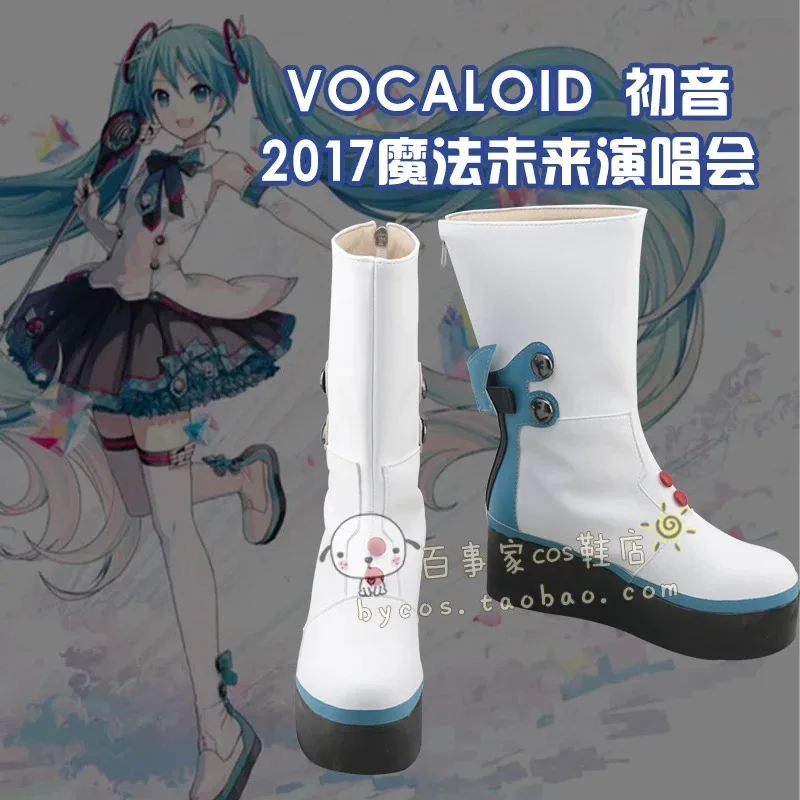 

Hatsune Miku 2017, обувь для косплея Magic Future Concert, женские и мужские белые ботинки Hatsune Miku Cos Anime Performance