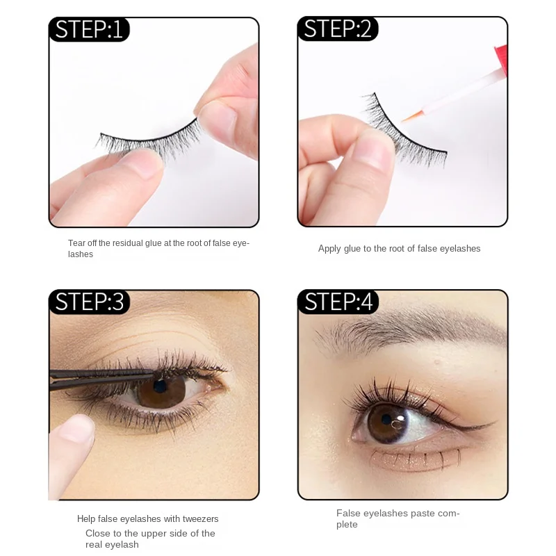 Goodobe Hard stem long natural false eyelashes curling cross nude eyelashes office worker student bride makeup