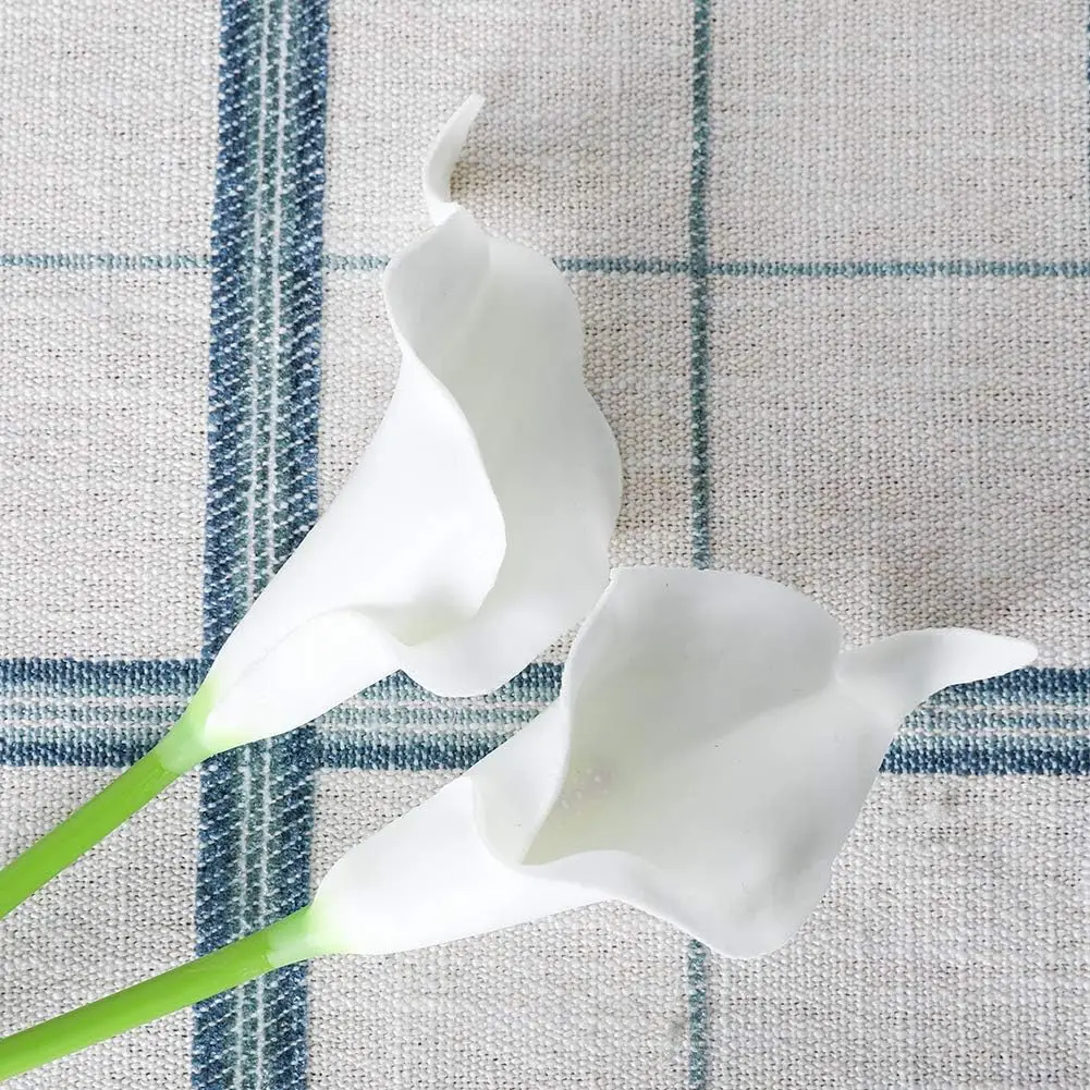 20 Stück künstliche Calla-Lilien-Blume, fühlen sich echt an, Latex-Blumen für DIY, Hochzeitsstrauß, Party, Heimdekoration (reinweiß) – Detail 4