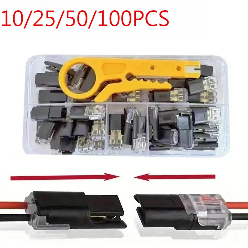 10/25/50/100Pcs D2 2Pin Way Plug Cable Snap Waterproof Plug Car Electric Wire Snap Connectors Strip Terminal Connection