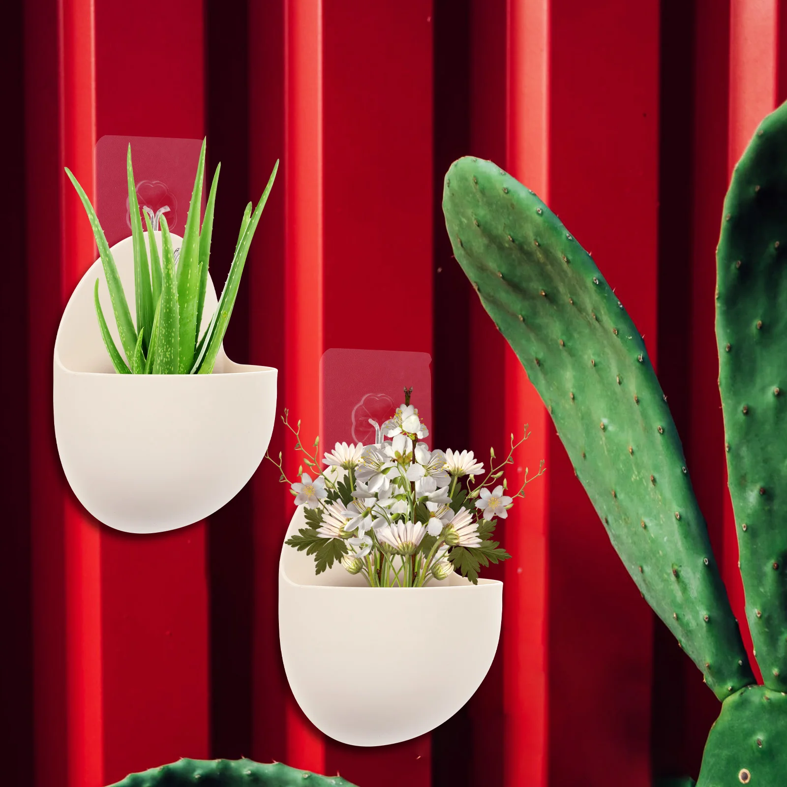 

4pcs Wall Hanging Flowerpot Durable Plastic Planter Container Balcony Garden Storage Pot Vase Decorative Home Space Saving