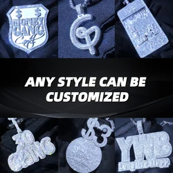VANAXIN Custom Moissanite Pendant Jewelry Name Iced Out Hip Hop diamond Charms Necklace For Men Women Ring Earring Bracelet