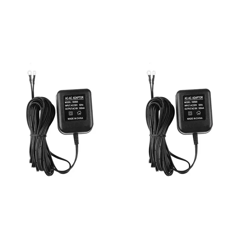 

2X AC Doorbell Power Adapter, 18V 500MA Doorbell Transformer, 10M Cable, Compatible Ring Doorbell, EU Plug