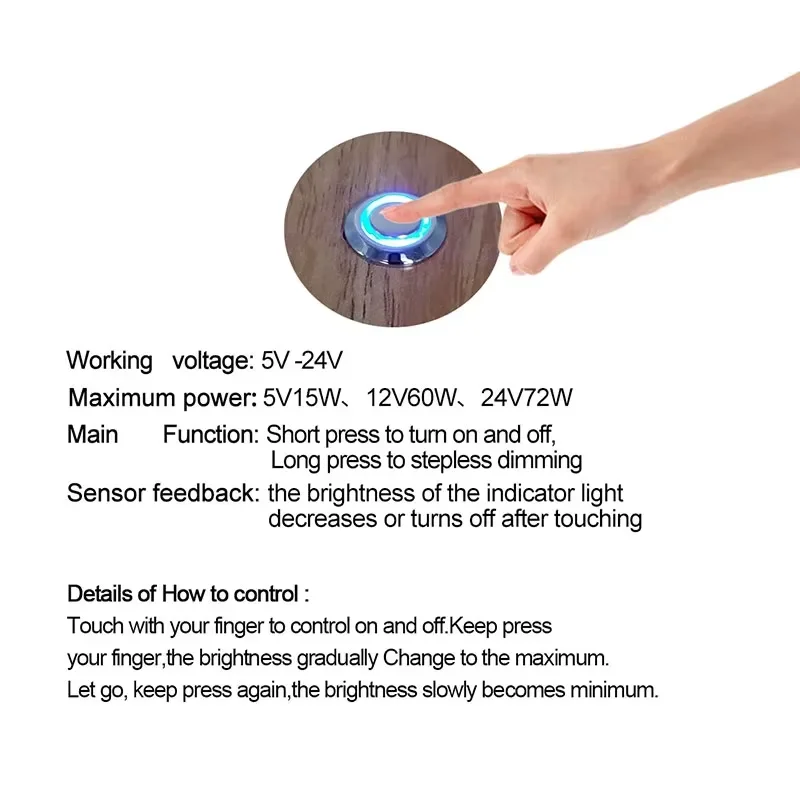 LED Dimmer  Touch Switches For LED Strip Light Stepless Dimmable 5V-24V Brightness Controller DC  Light Dimmer Button Control
