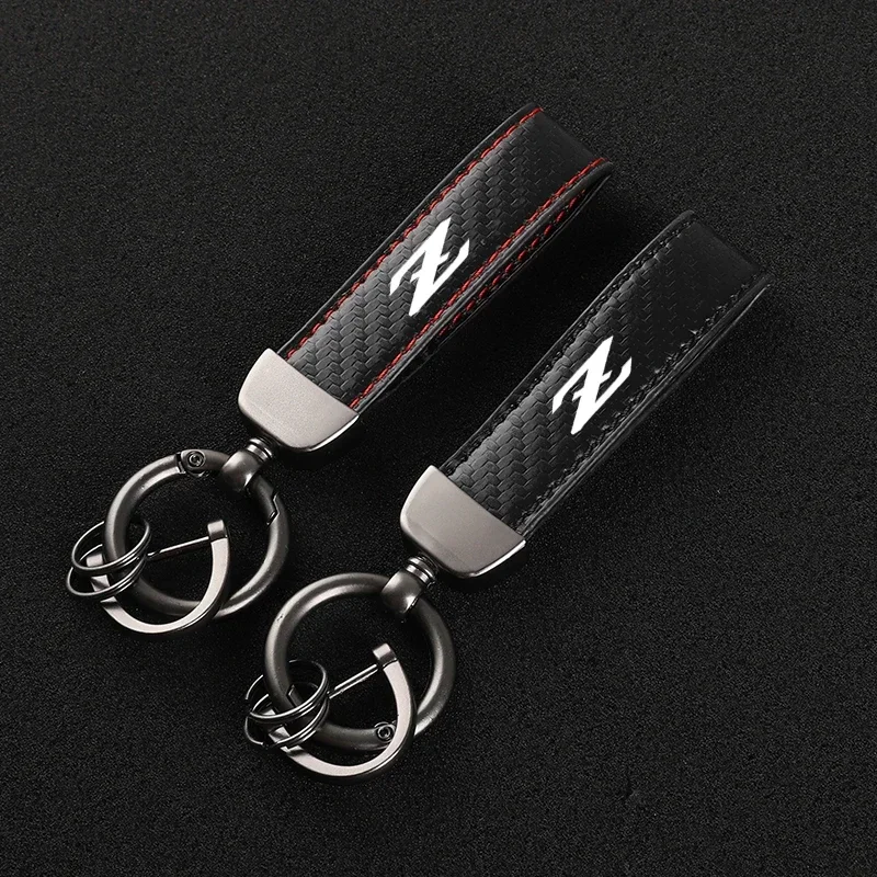 New Car Keychain Buckle Jewelry carbon fiber Leather Keychain for  Nissan datsun cross zo car Accessories