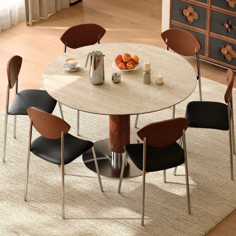 

extendable round dining table foldable creative Retro style dining table Small luxury stoly do jadalni rozkladany home furniture