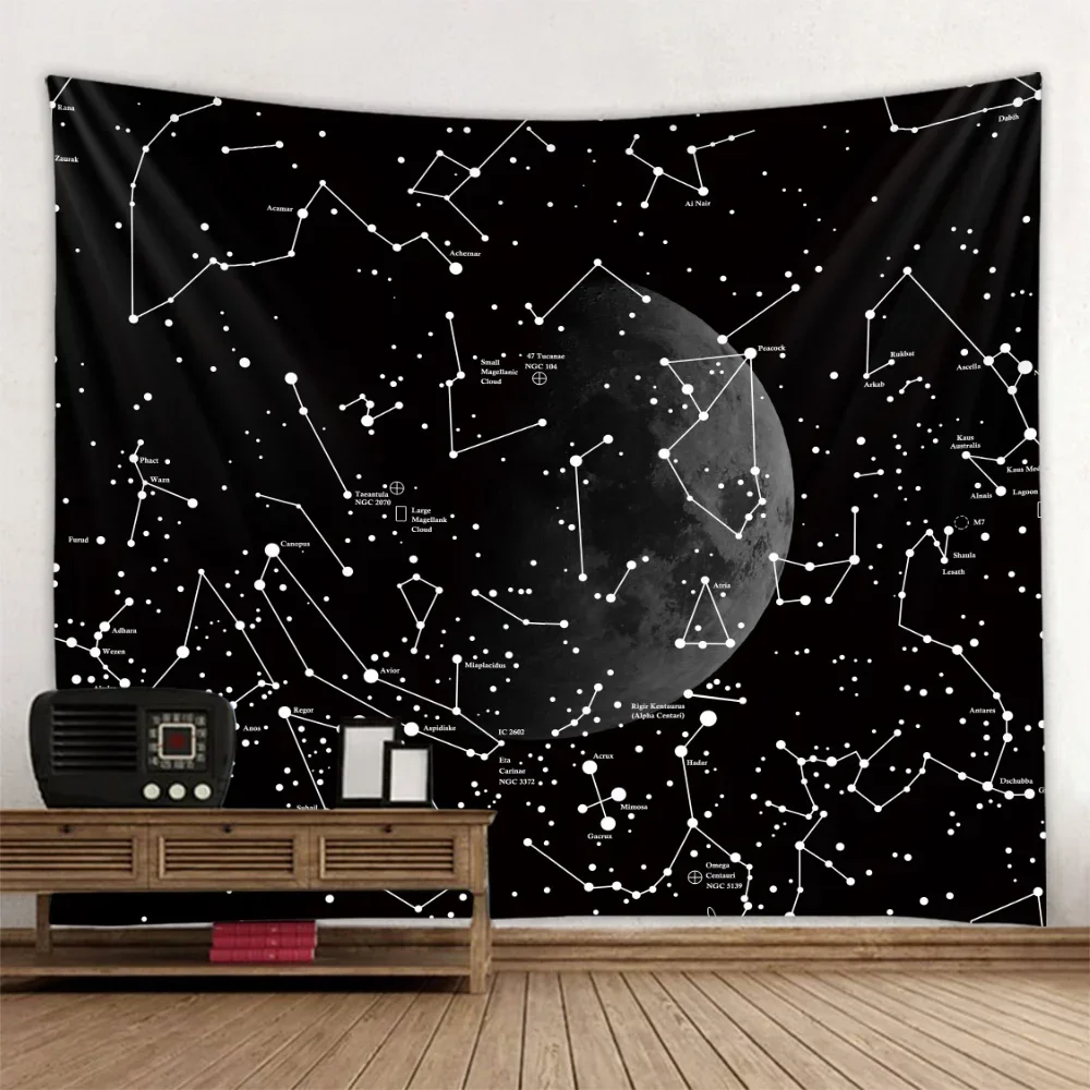 Boho Decoration Home Decor Night Sky Stars Space Tapestry Decorative Hanging Cloth India Aesthetic Room Decor Wall Hanging Mural