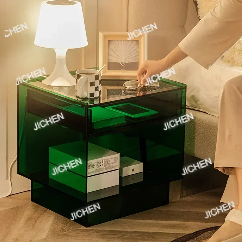 

HSAcrylic Narrow Luxury Couch Console Table Hallway European Bedside Corner Table Lobby Night Coiffeuse Entrance Furniture YX50C