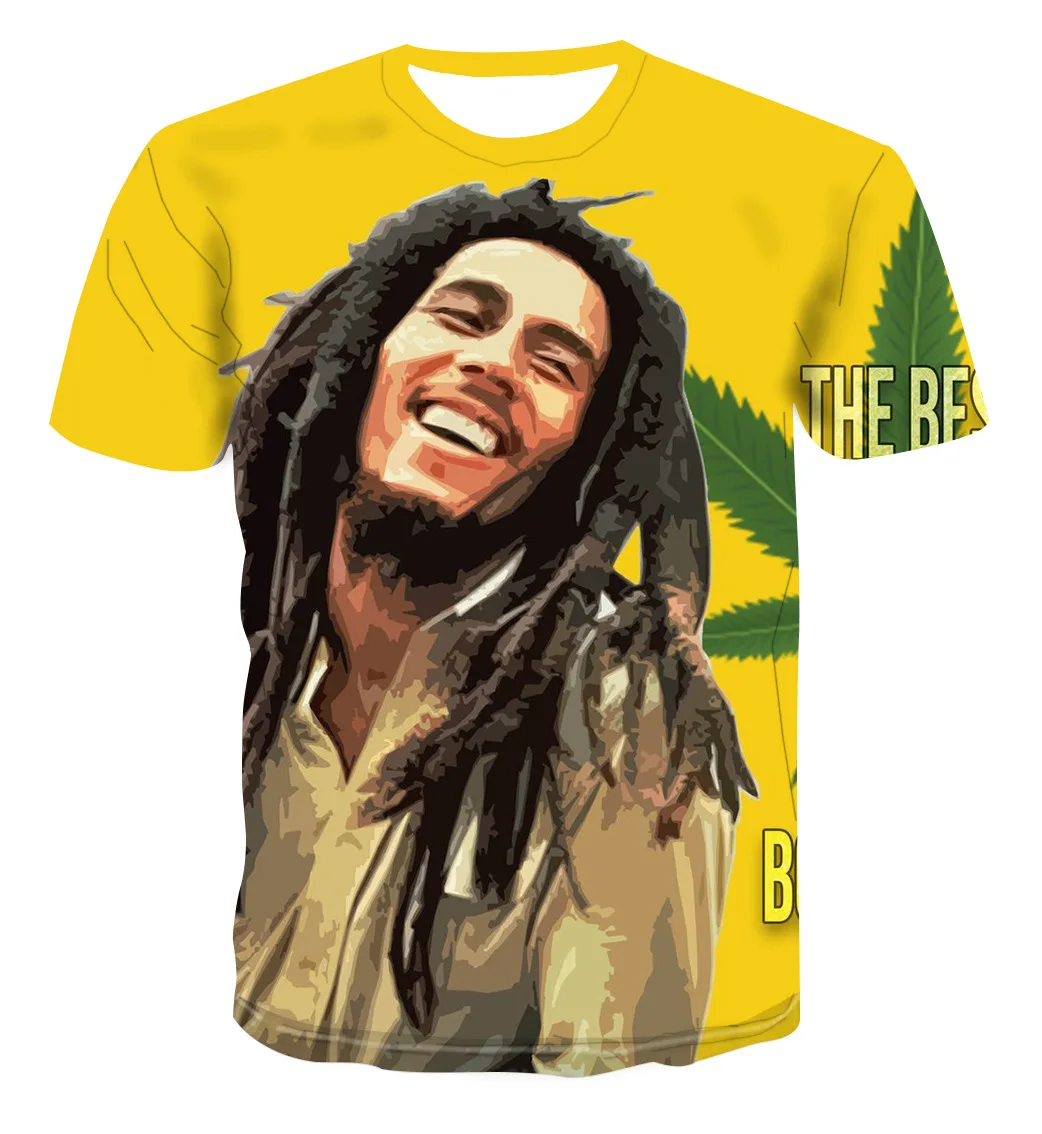 Bob Marley Reggae Rasta New Summer Fashion Cool Music Style T-shirt  3D Printing Men\'s Tops Hip-hop Unisex Short-sleeved T Shirt