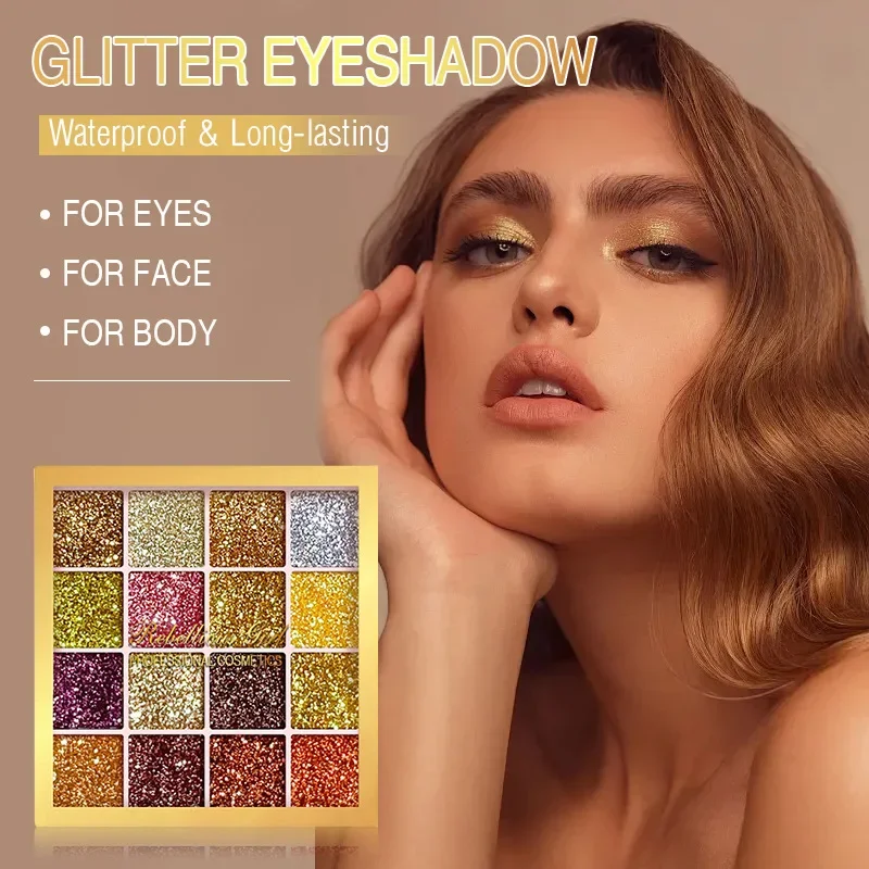 Diamond Sequins Eyeshadow Palette Shimmer Glitter Body Face Art Stage Makeup Colorful Waterproof Eyeshadow Palette Beauty Makeup