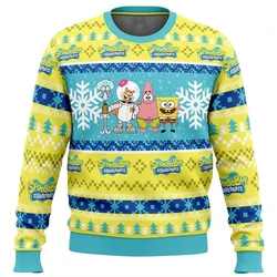 2025 New 3D Printing Spongebob Ugly Christmas Pullover Fashion Women's Men's Cartoon Anime Couple Sweatshirt