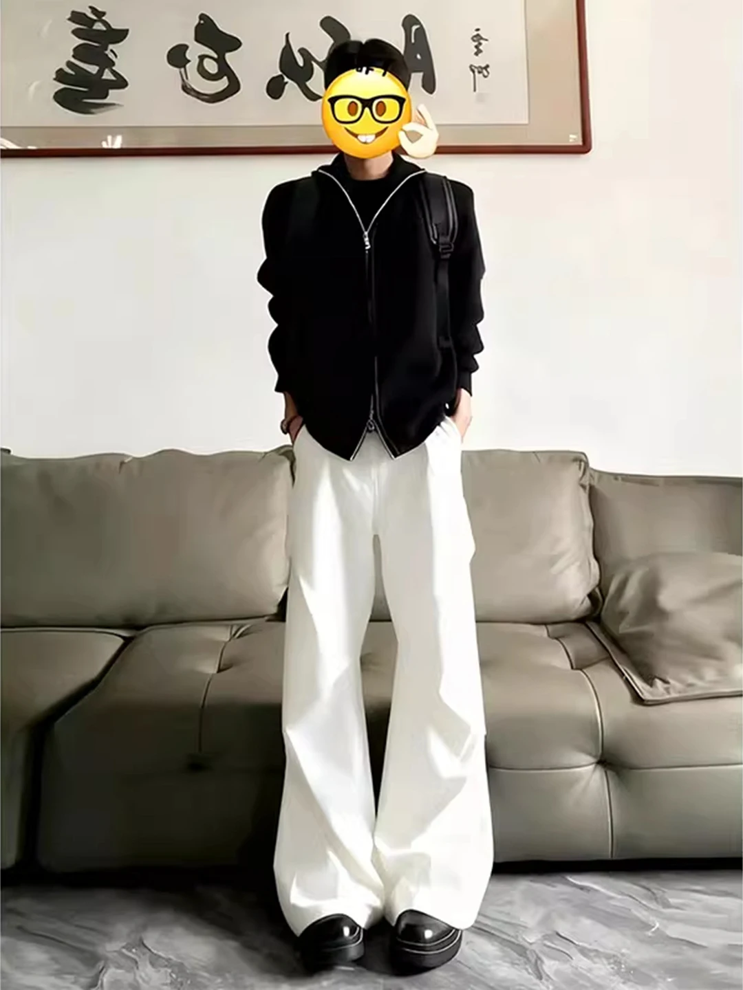 

Cleanfit Loose Fit White Pleated Trousers Men's Workwear Wide Leg Pants American Drapey Knife West Pants Casual Wear